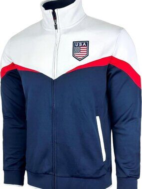 Men's Full Zip Track Jacket with Zipper Pockets - Stylish Athletic Outerwear